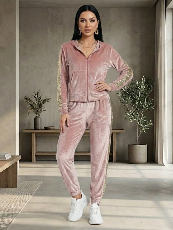 Conjunto Aterciopelado Deportivo con Detalles B... image number null