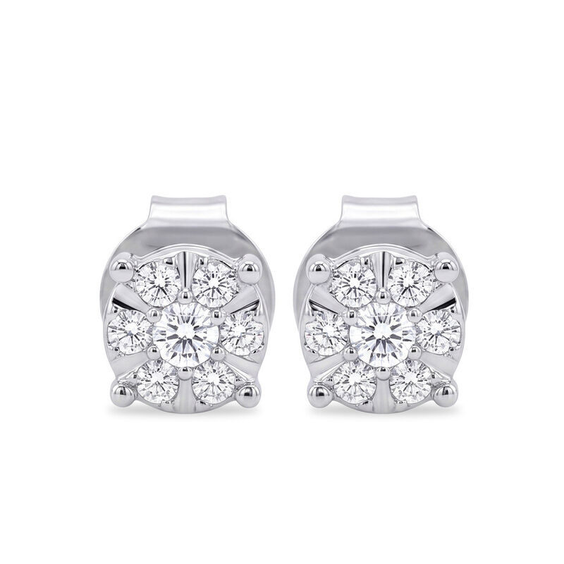 Broqueles De Oro Blanco 14k Con 10pts De Diaman... image number null