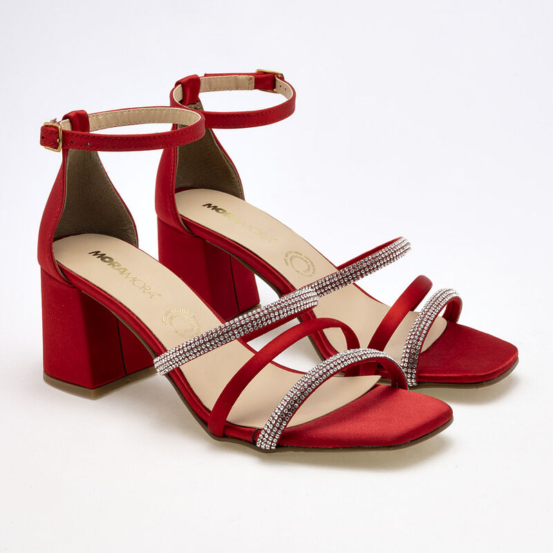 Moramora Zapatilla para mujer rojo satin image number null