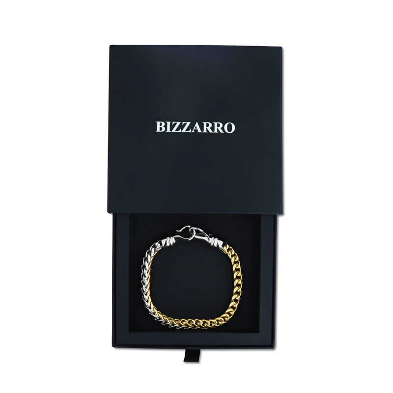 Pulsera De Acero Dorado Y Blanco Para Caballero image number null