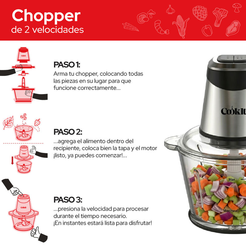 Procesador Alimentos Cookit Cqch18 400w 1.8l Vi... image number null