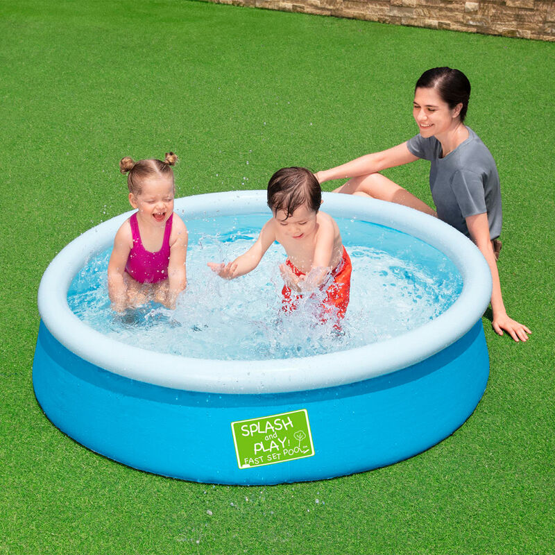 Alberca Inflable 2+ A&ntilde;os Redonda Azul con Blanc... image number null