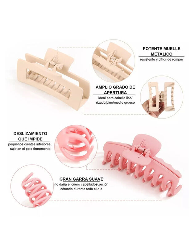 Pinzas Para Cabello Rosas Pink Brule image number null