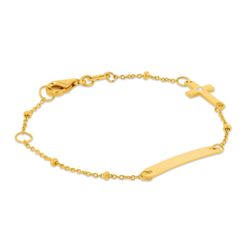 Esclava Con Cruz De Oro Amarillo 14k Con Zircon... image number null