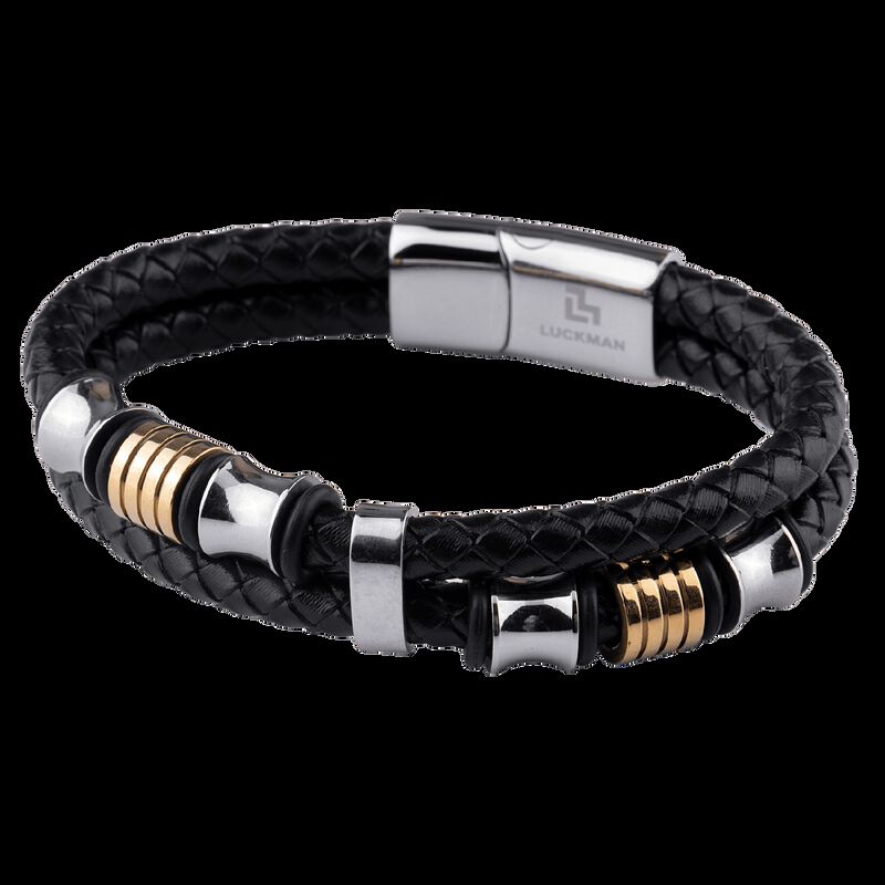 Pulseras Hombre, Brazaletes Cuero Y Acero Inoxi... image number null