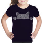 Camiseta Word Art Para Ni&ntilde;a - Gato Asom&aacute;ndose - Negro