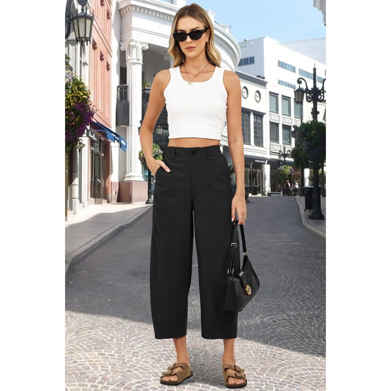 Pantalones Egockal Pierna Barril Mujer Bolsillo... image number null