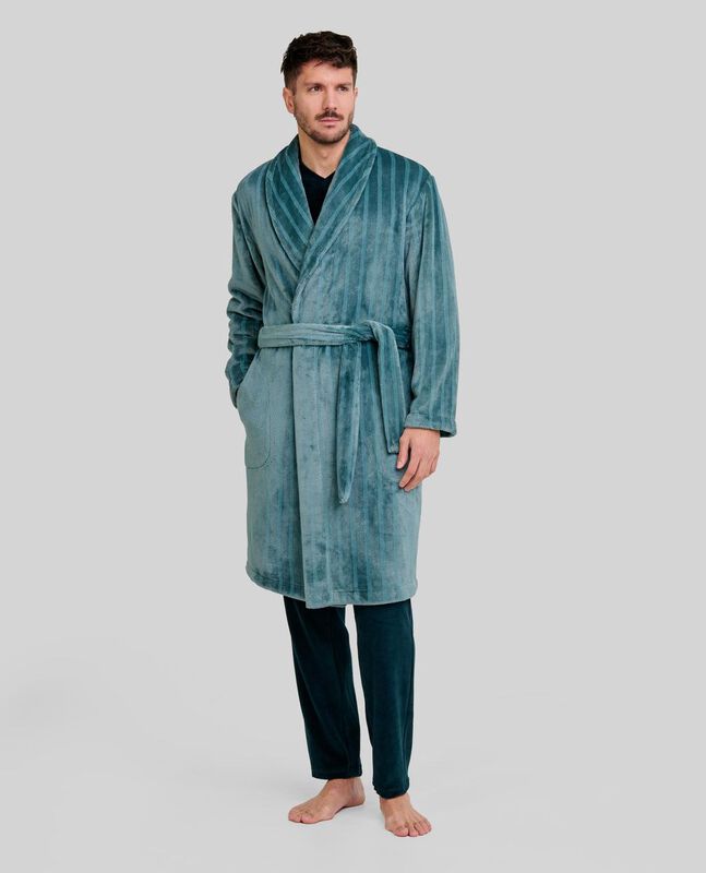 Bata de Rayas Jacquard Verde image number null