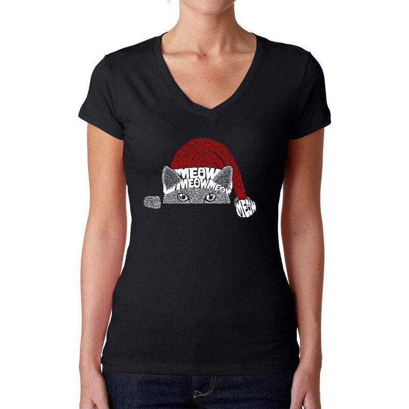 Camiseta De Cuello En V Word Art Para Mujer - G... image number null