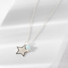 Dije estrella Suerte con &aacute;gata azul y cadena de plata