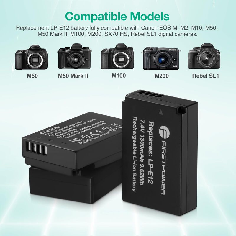 Bater&iacute;a Y Cargador Firstpower Lp-e12 Para Canon... image number null