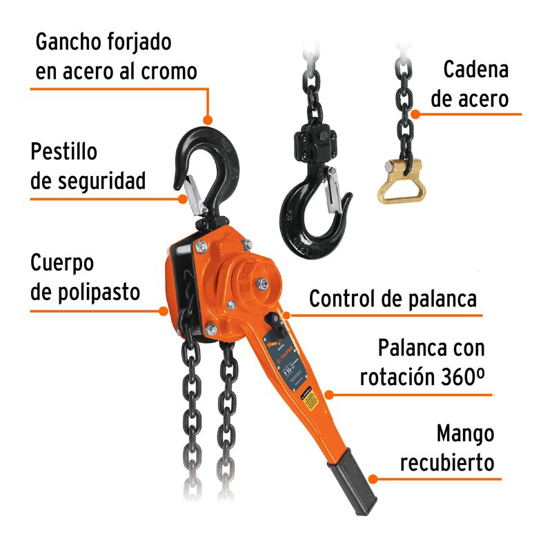 Polipasto de Palanca de 1-1/2 Ton de Truper image number null