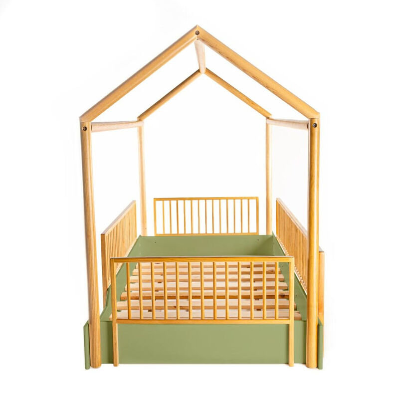 Cama Casa de Madera Montessori Individual Verde... image number null