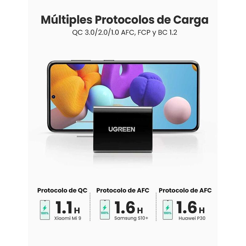 Cargador AC UGREEN USB-A 18W QC3.0 Universal ra... image number null