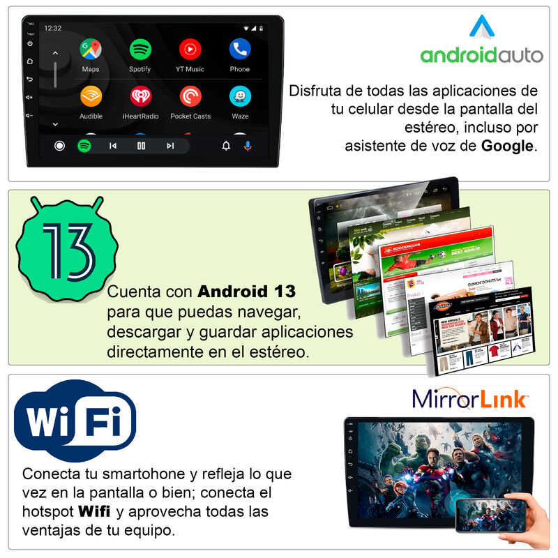 Autoestéreo Vak 3700U 1 Din 10" Android Carplay... image number null