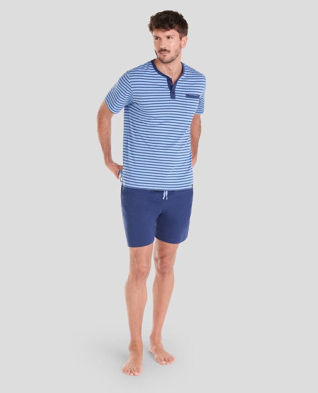 Pijama de Rayas Azules Azul image number null