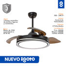 Ventilador Retractil P/ Techo Lucerna 42 Con Luz / Madera / Negro Led Igoto