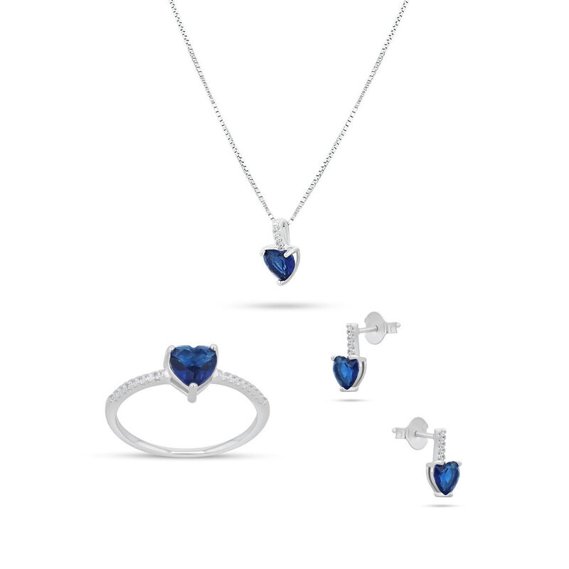 Juego De Anillo Aretes Y Dije De Corazon Con Ca... image number null