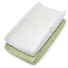 Funda Para Cambiador Homiest Pack De 2 (blanco Y Verde Salvia) &ndash; 81 cm X 41 cm, Minky Punto