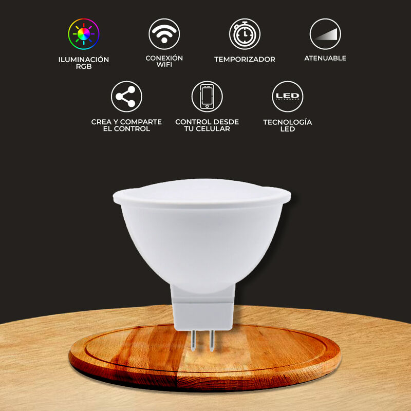 Foco Led Wi-fi Mr16 5w Rgb, Base Gx5.3 - Compat... image number null