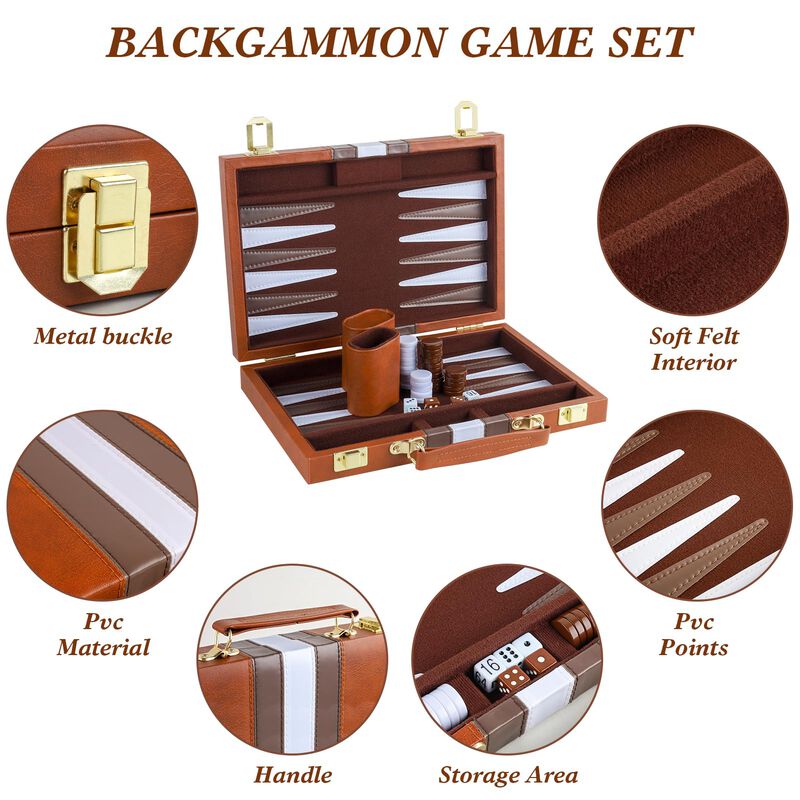 Funda Cl&aacute;sica De Piel Sint&eacute;tica Backgammon Set ... image number null