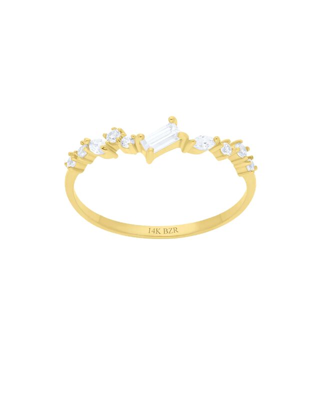 Anillo De Oro Amarillo 14k Con Zirconia - Kr011... image number null
