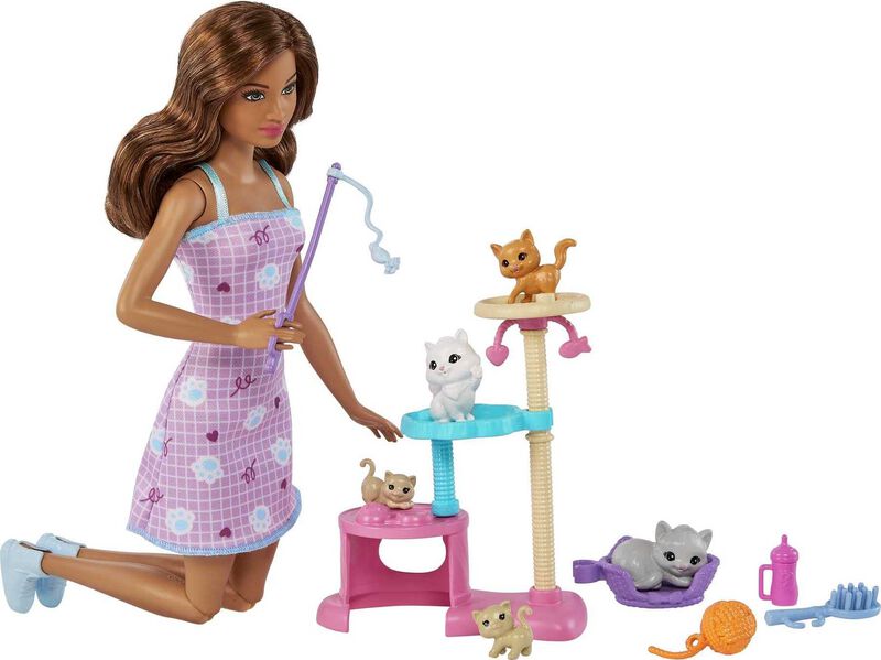 Mu&ntilde;eca Barbie Kitty Condo De Juguete Y Mascotas... image number null