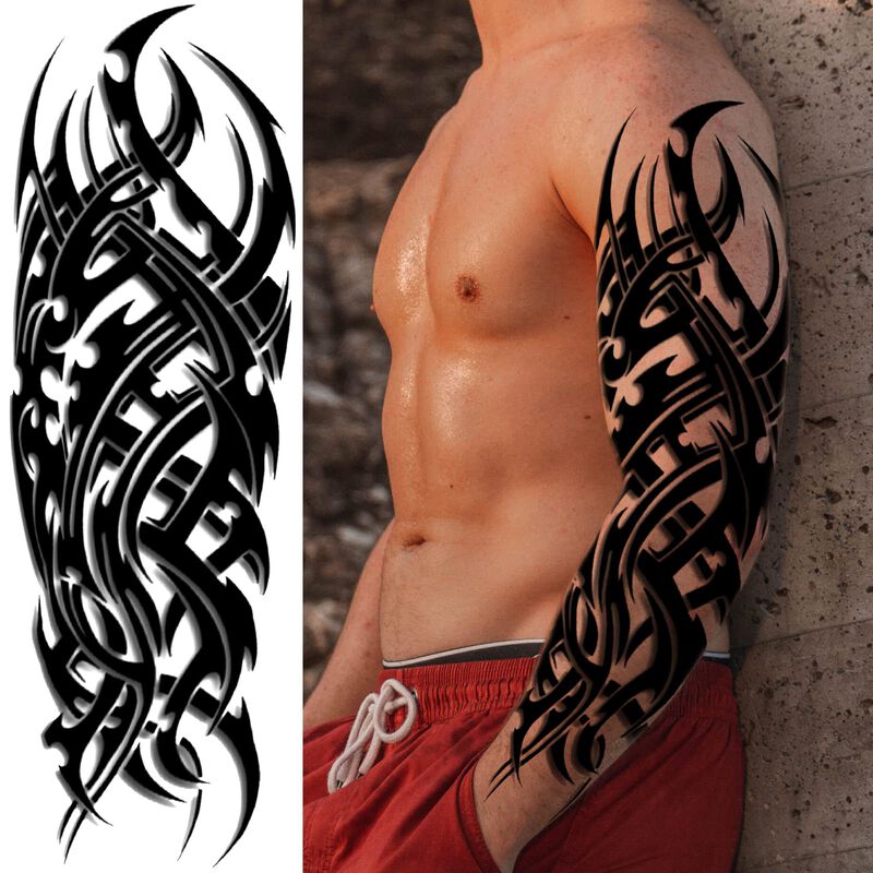 Manga De Tatuaje Temporal Briyhose 6 L&aacute;minas Ne... image number null
