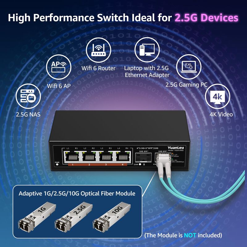 Conmutador Ethernet Yuanley De 2,5 G, 6 Puertos... image number null