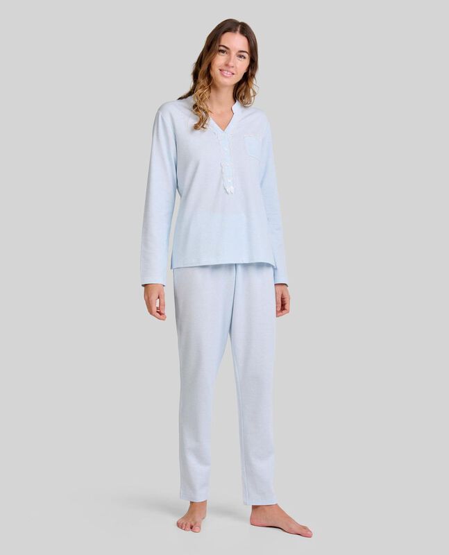 Pijama Lencero con Encaje Celeste image number null