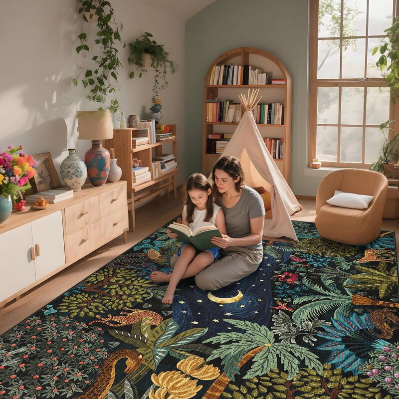 Alfombra Garveehome 152x229 Cm Verde Selva Lava... image number null