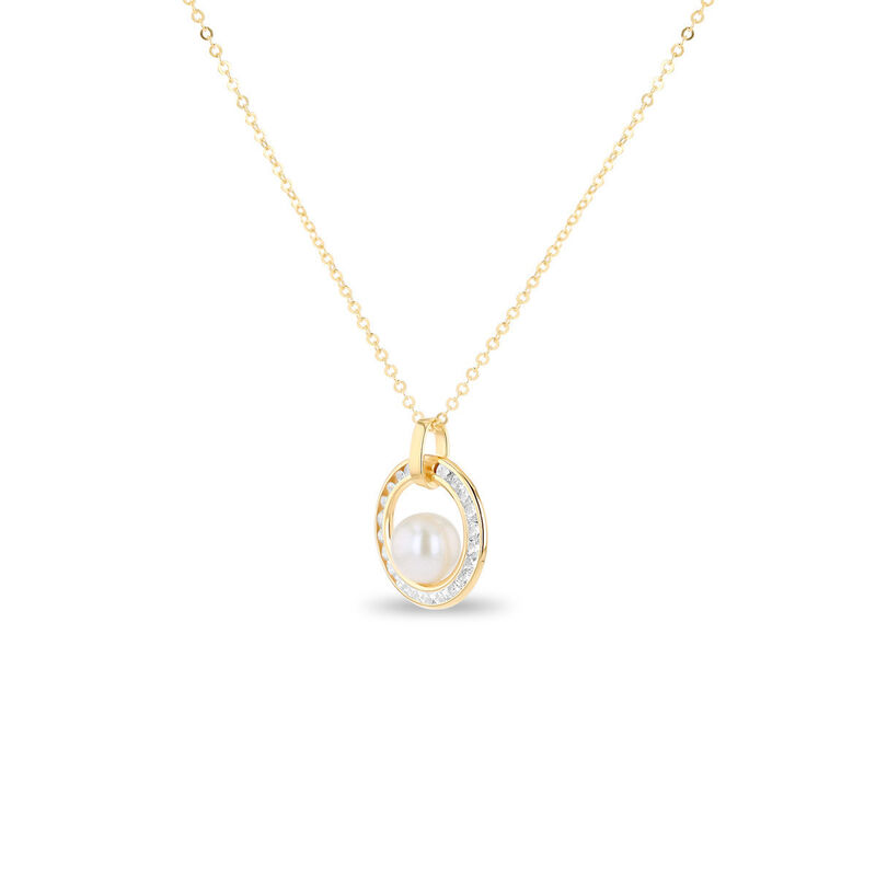Dije Oro Amarillo 10k Con Perla Y Zirconias + C... image number null
