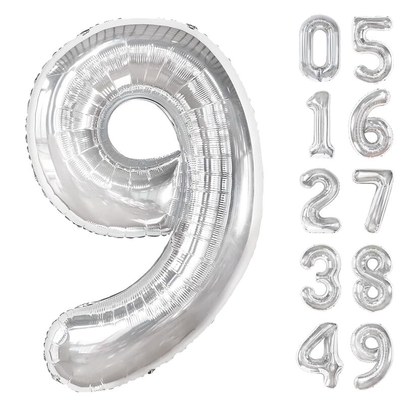 Globo N&uacute;mero 9 Plateado 40 Pulgadas &ndash; Upgesy image number null