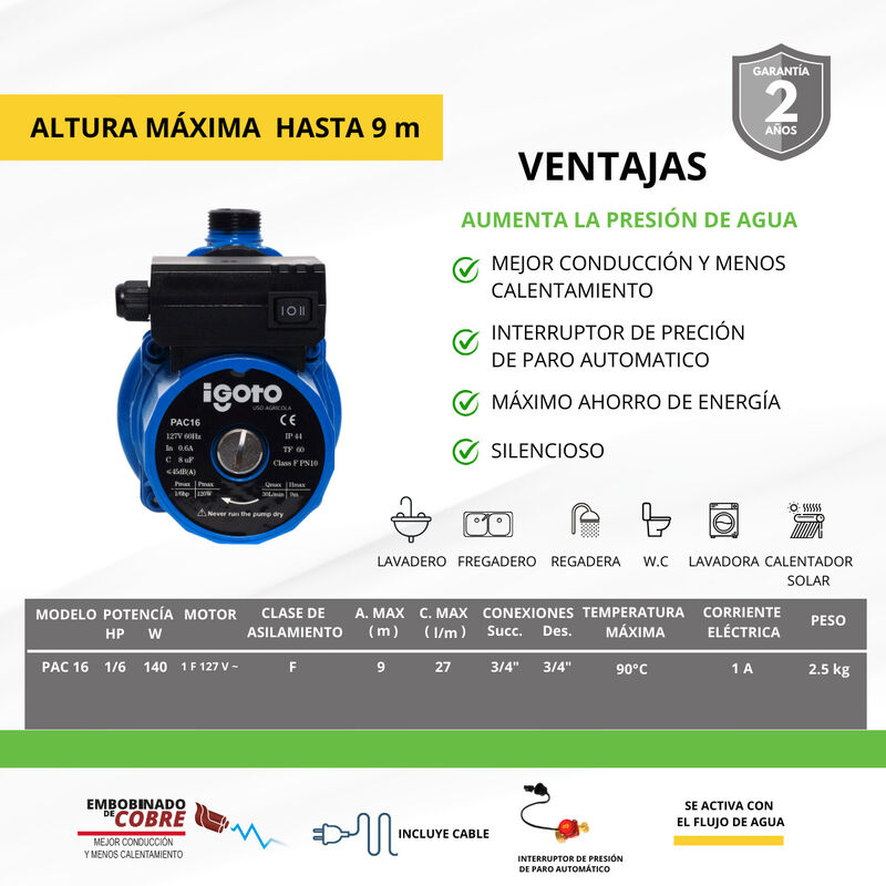 Presurizador Automático 1/6 Hp   Pac16 image number null