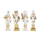 Set 4 Cascanueces De Madera 13cm Blanco Y Dorado Navide&ntilde;os