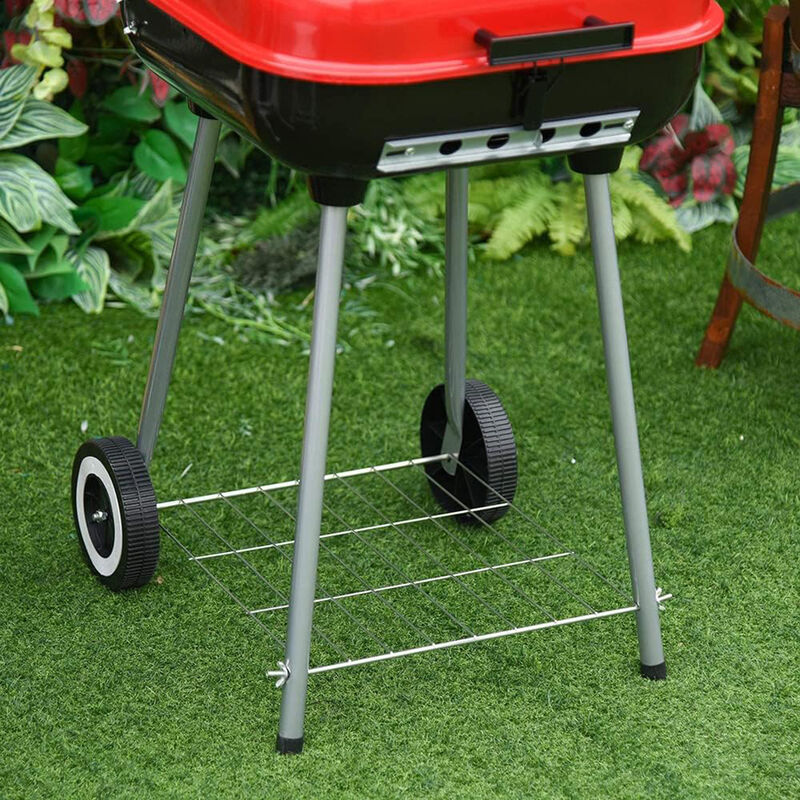 Asador cuadrado 18" Aquila con Ruedas Negro/Roj... image number null