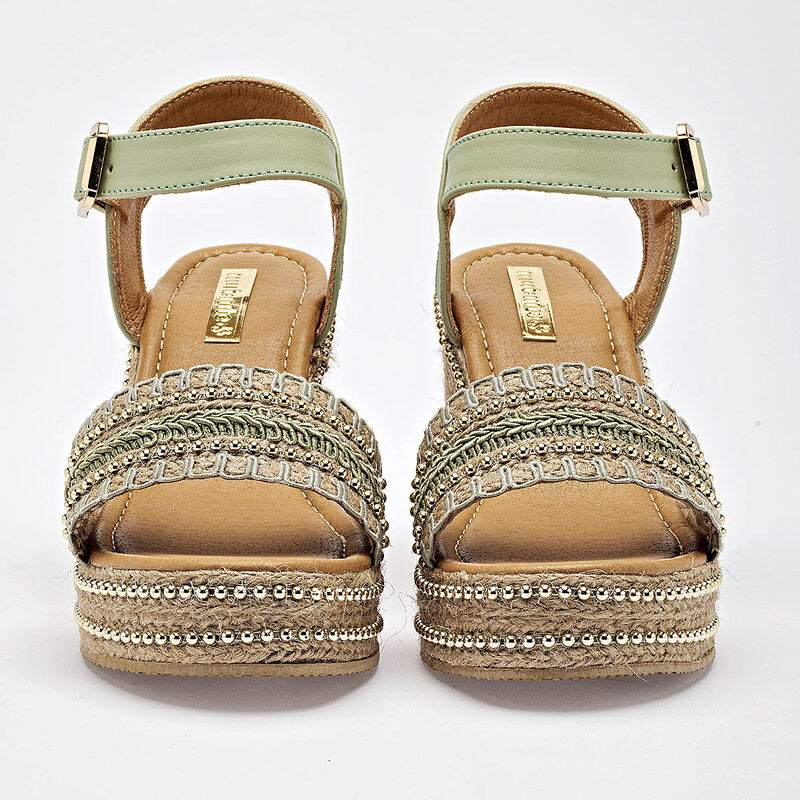 Mutante sandalia cu&ntilde;a para mujer verde beige co... image number null