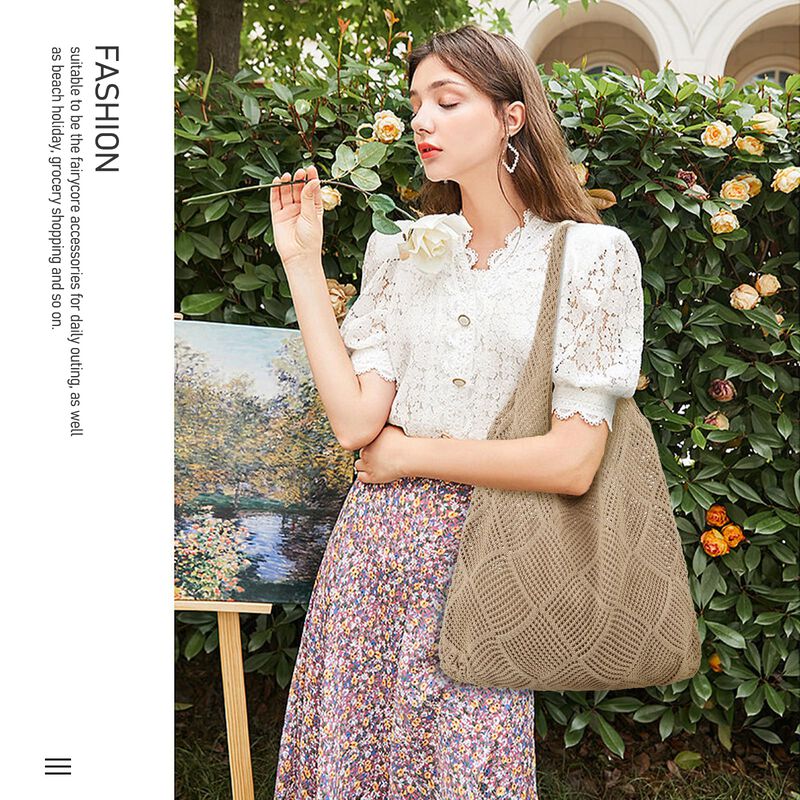 Bolso Tote Hatisan 48 &times; 15 &times; 64 cm Caqui Croche... image number null