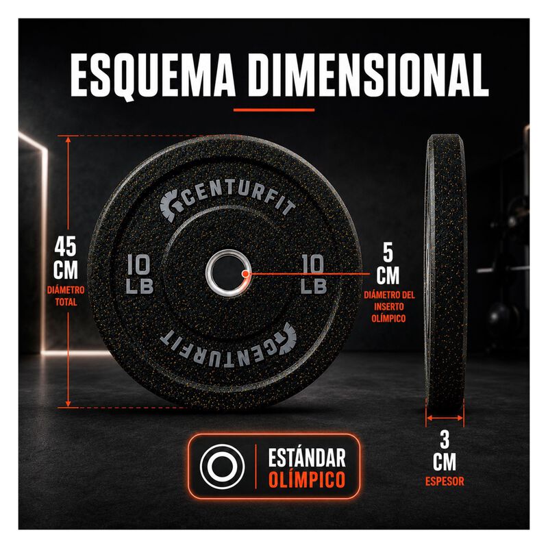Par Discos 10lb Bumper Ol&iacute;mpico Crossfit Caucho... image number null