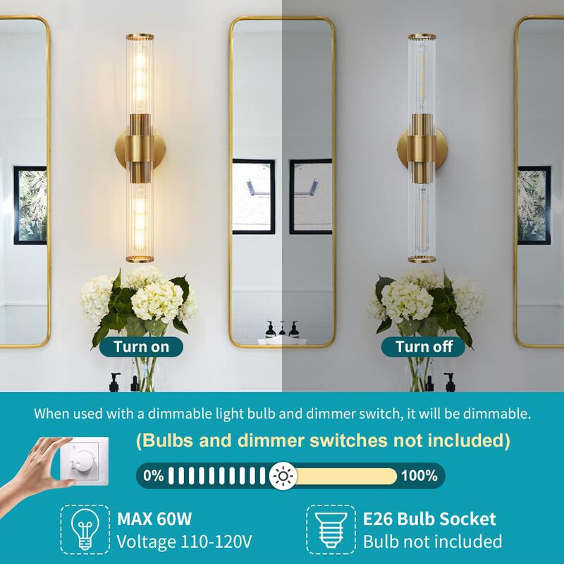 Aplique De Pared Para Ba&ntilde;o Vaziden Dorado 50x12... image number null