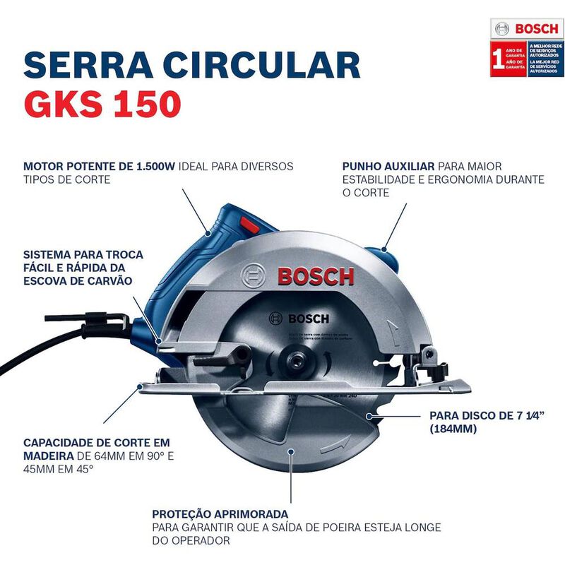 Sierra Circular Bosch GKS150 7 1/4" + Discos Pr... image number null