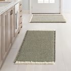 Alfombra Miulee Juego De 2 Alfombras Antideslizantes Verde Y Crema 43 &times; 61 cm
