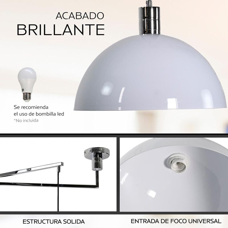 Lampara Candil Movible de 1 Luz Ajustable Blanc... image number null