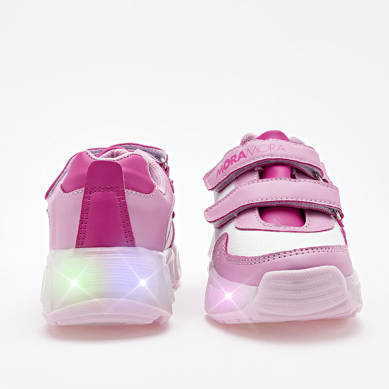 Moramora Tenis urbano para ni&ntilde;a rosa blanco fuc... image number null