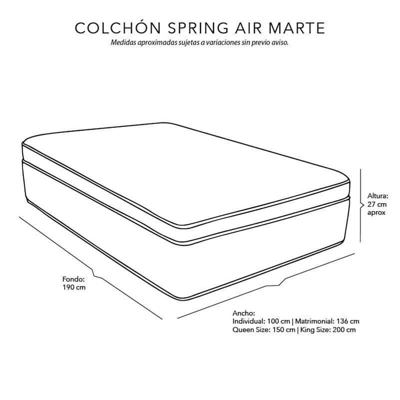 Colchón Matrimonial Spring Air Marte+Sábanas Di... image number null