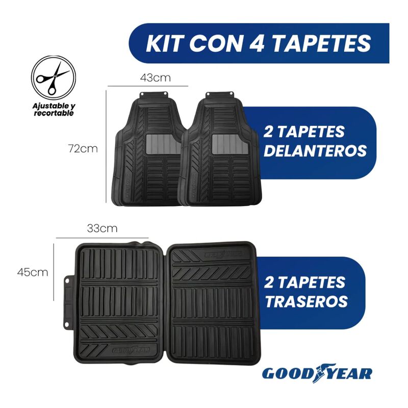 Tapetes Goodyear Gytap805640 Uso Rudo 4 Pzas Ne... image number null