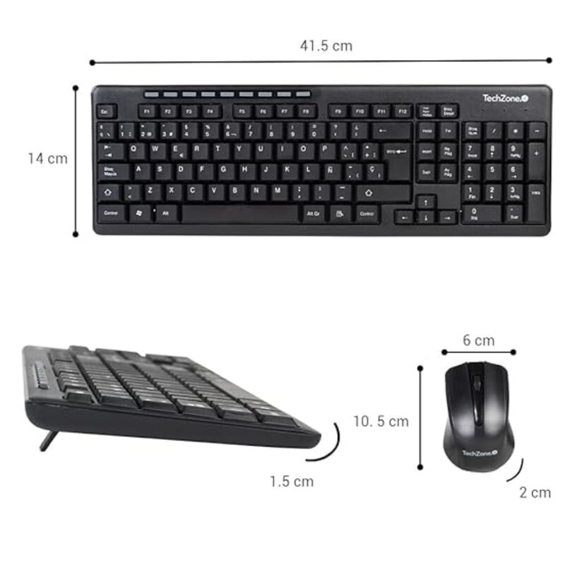 Teclado y Mouse Inal&aacute;mbricos TechZone  Receptor... image number null