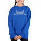 Sudadera De Cuello Redondo Word Art Para Ni&ntilde;a - Gato Asom&aacute;ndose - Azul Rey