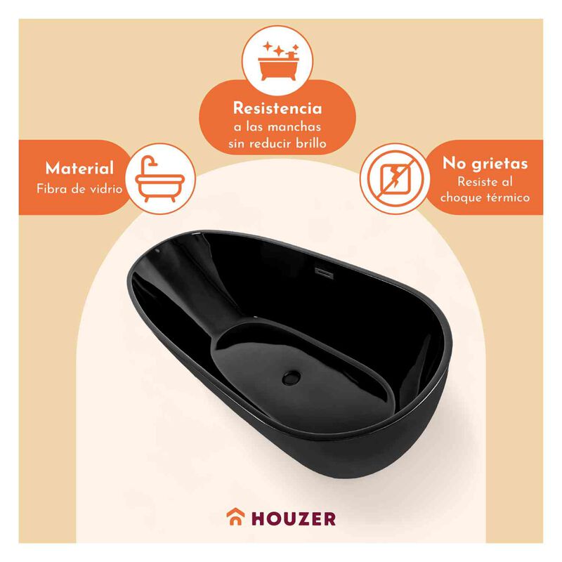 Tina Baño Bañera Negra Fibra Vidrio Lujo Minima... image number null