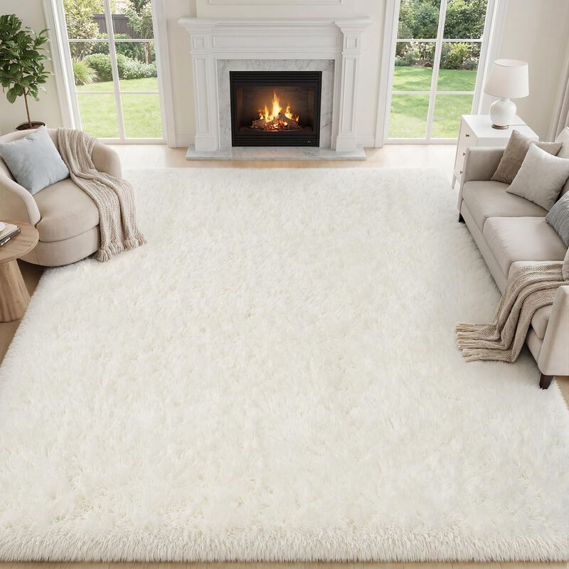 Alfombra Plhxfr 244x152 Cm Blanco Peludo Y Suav... image number null